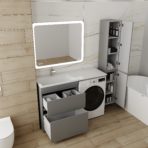 Тумба напольная Даллас 130, Люкс серая, PLUS 03