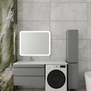 Тумба подвесная Даллас 150, 2 ящика, Люкс серая, PLUS 04